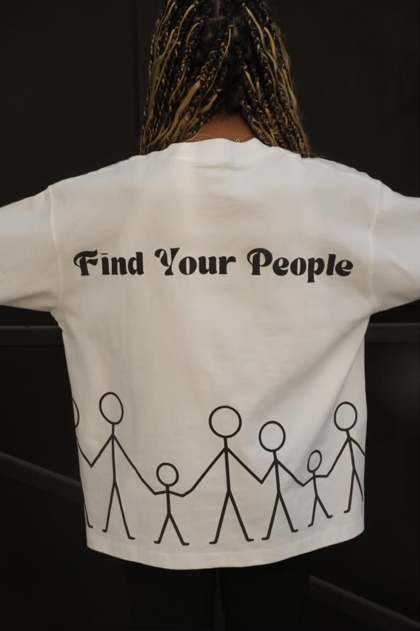 White Find Your People tee, back print