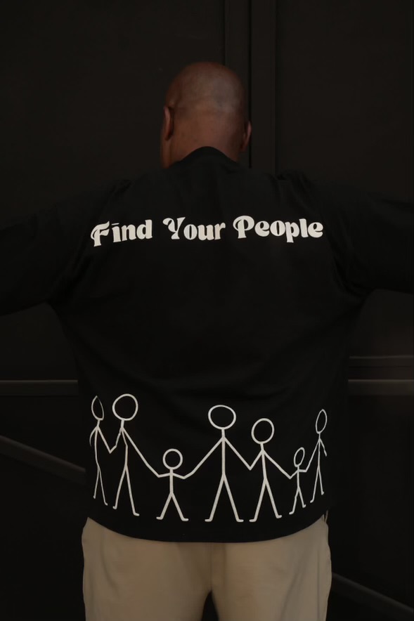Black Find Your People tee, back print